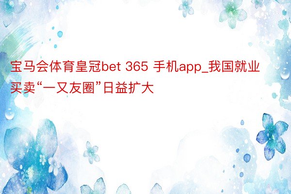 宝马会体育皇冠bet 365 手机app_我国就业买卖“一又友圈”日益扩大