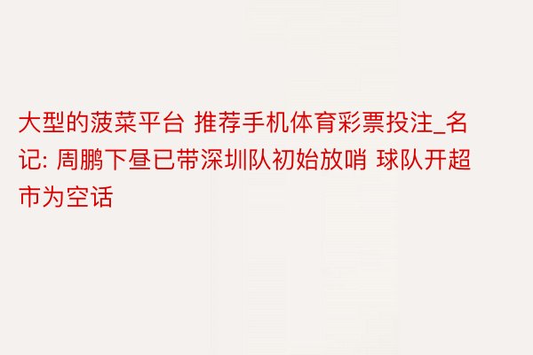 大型的菠菜平台 推荐手机体育彩票投注_名记: 周鹏下昼已带深圳队初始放哨 球队开超市为空话